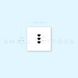 Three Tiny Black Hearts Temporary Tattoo (Set of 3)