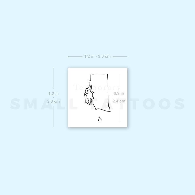 Rhode Island Map Outline Temporary Tattoo (Set of 3)