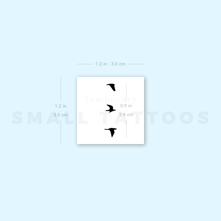 Three Tiny Flying Birds Temporary Tattoo (Set of 3)