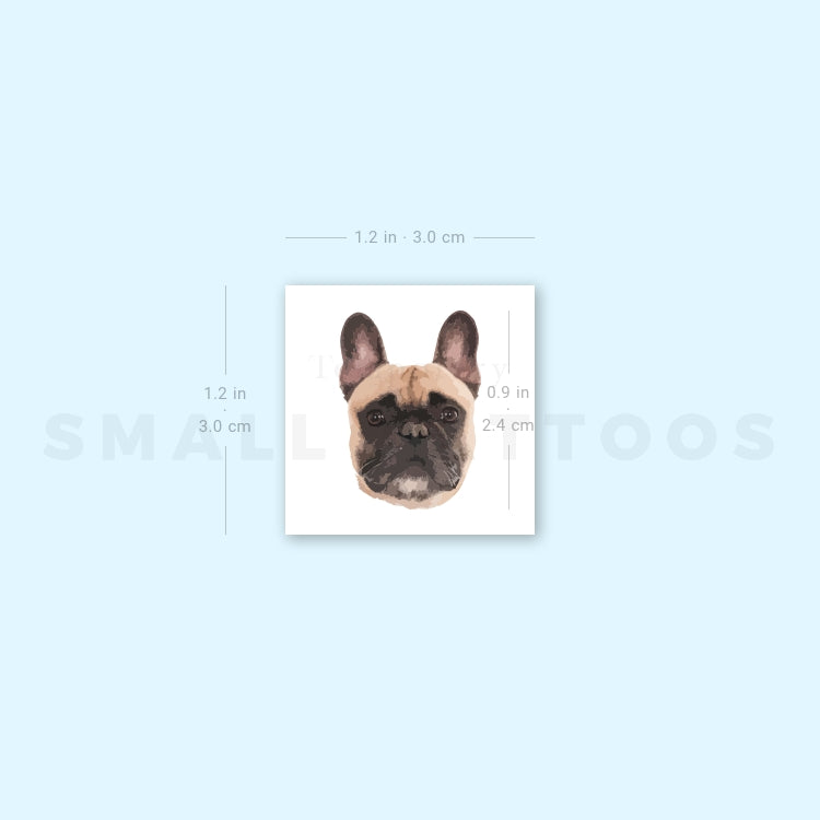 Tatuaje temporal de retrato de bulldog francés (juego de 3)