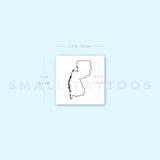 New Jersey Map Outline Temporary Tattoo (Set of 3)