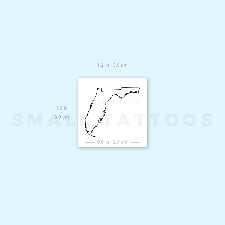 Florida Map Outline Temporary Tattoo (Set of 3)