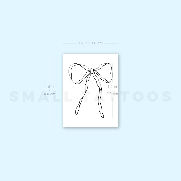 Fine Line Ribbon Bow Temporary Tattoo (Set of 3)
