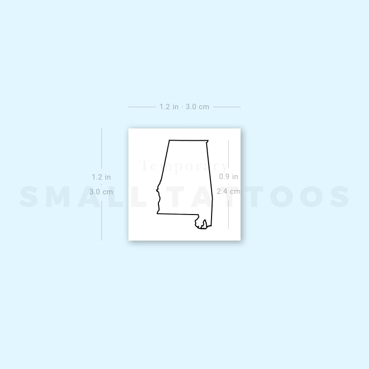 Alabama Map Outline Temporary Tattoo (Set of 3)