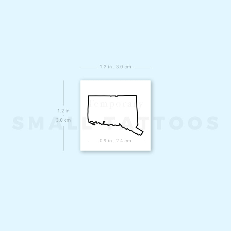 Connecticut Map Outline Temporary Tattoo (Set of 3)