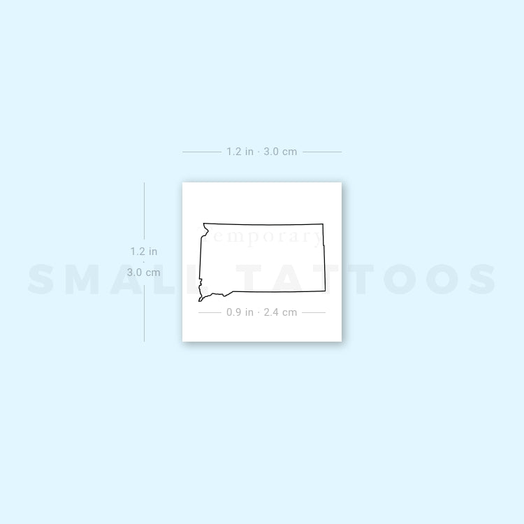 South Dakota Map Outline Temporary Tattoo (Set of 3)