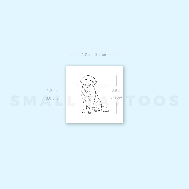 Fine Line Golden Retriever Temporary Tattoo (Set of 3)