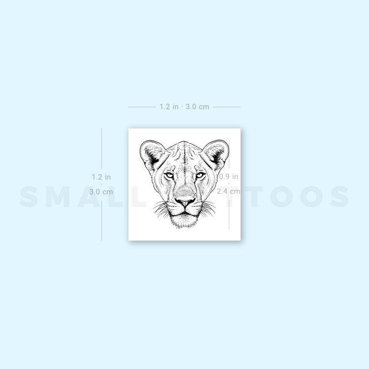 Lioness Portrait Temporary Tattoo (Set of 3)