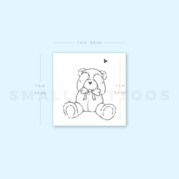 Shy Teddy Bear By Stefano Mazza Temporary Tattoo (Set of 3)