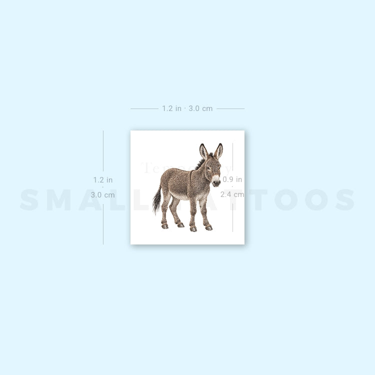 Watercolor Donkey Temporary Tattoo (Set of 3)