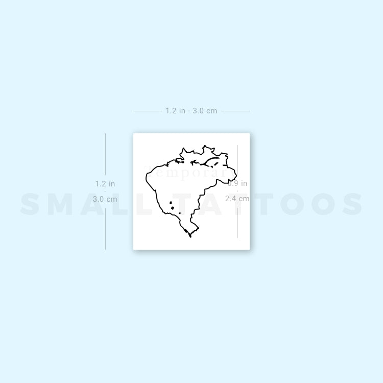 Tatuaje temporal del mapa de Brasil (juego de 3)