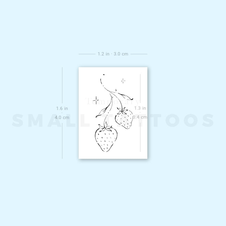 Strawberry Couple By Stefano Mazza Temporary Tattoo (Set of 3)
