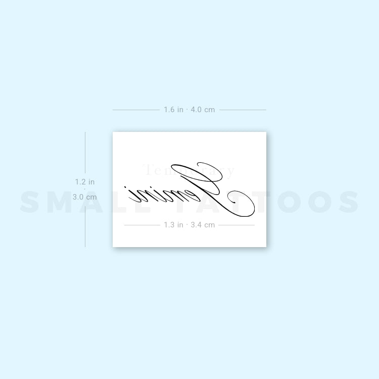 Gemini Script Temporary Tattoo by M3.Ink (Set of 3)