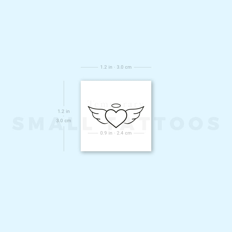 Winged Heart And Halo Temporary Tattoo (Set of 3)