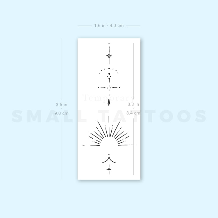 Vertical Ornament Temporary Tattoo By M3.Ink (Set of 3)