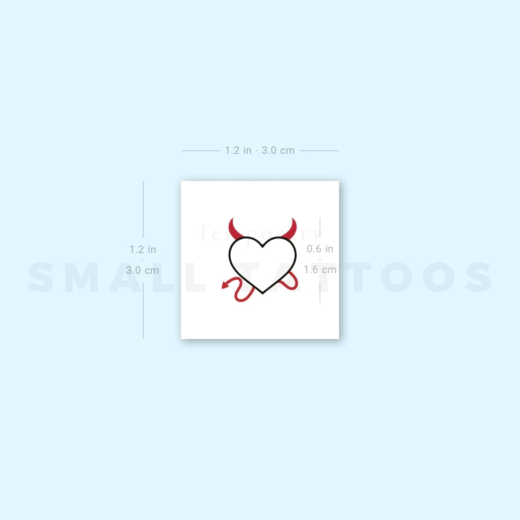 Tatuaje temporal de corazón travieso (juego de 3)