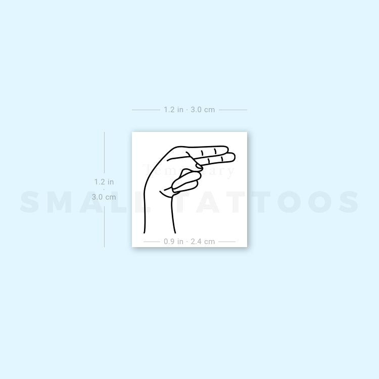 Tatuaje temporal de lenguaje de señas H (juego de 3)