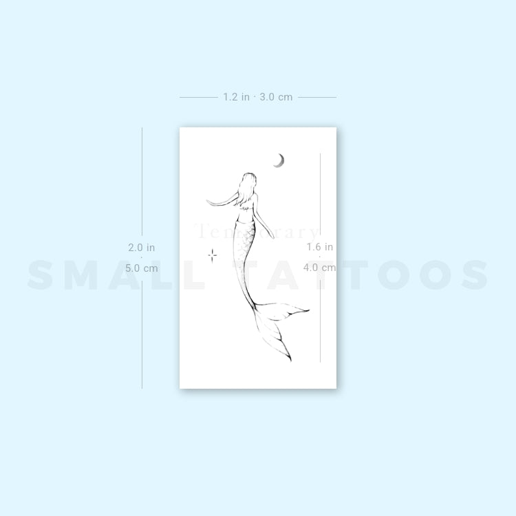 Crescent Mermaid By Stefano Mazza Temporary Tattoo (Set of 3)