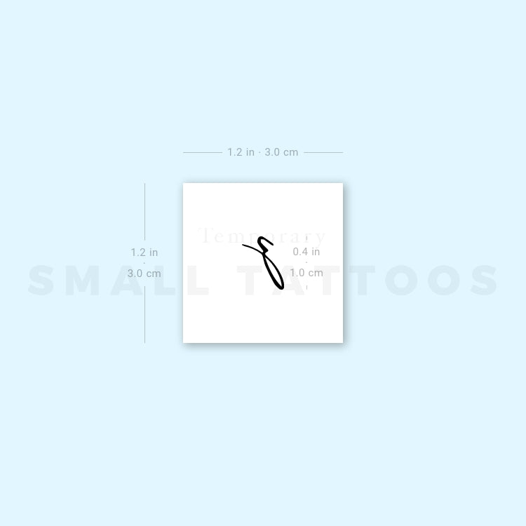 Handwritten Script Lowercase Z Letter Temporary Tattoo (Set of 3)