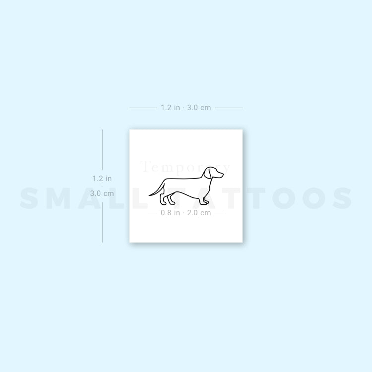 Tatuaje temporal de perro salchicha pequeño (juego de 3)