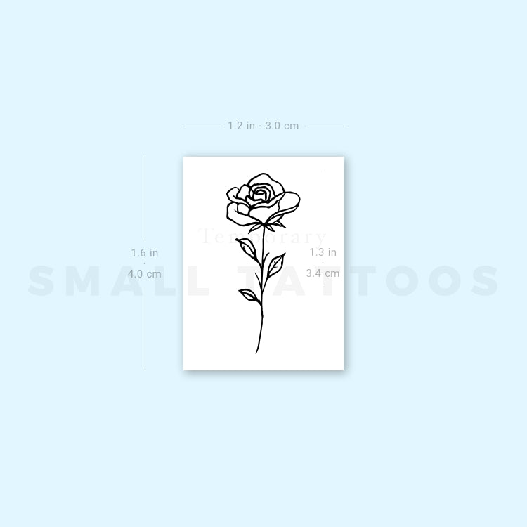 Fine Line Rose Temporary Tattoo (Set of 3)