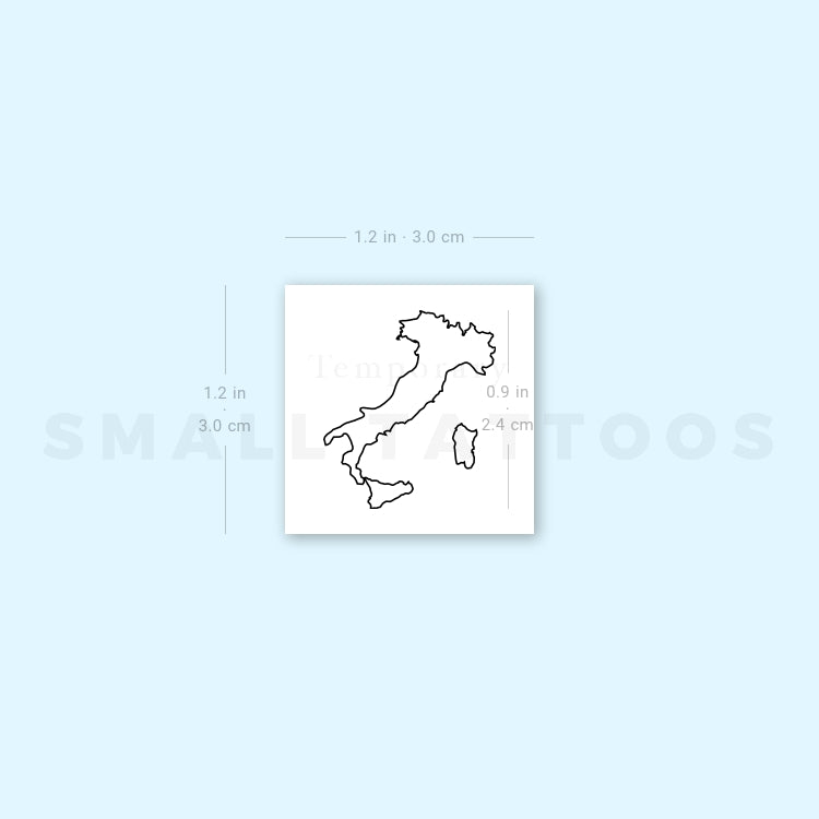 Tatuaje temporal del mapa de Italia (juego de 3)