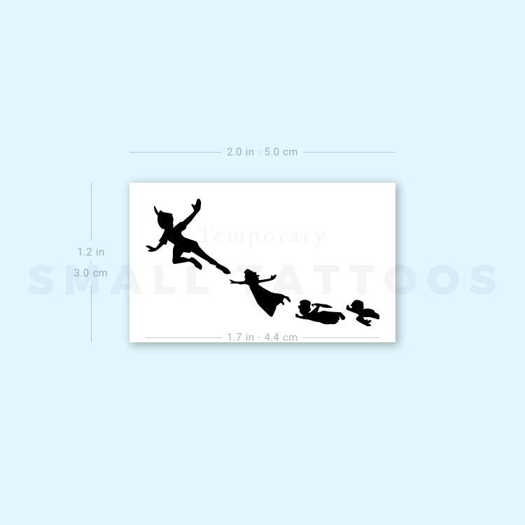 Flying Peter Pan, Wendy, Michael And John Temporary Tattoo (Set of 3)