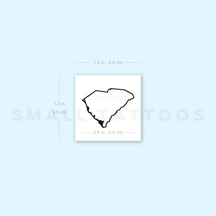 South Carolina Map Outline Temporary Tattoo (Set of 3)