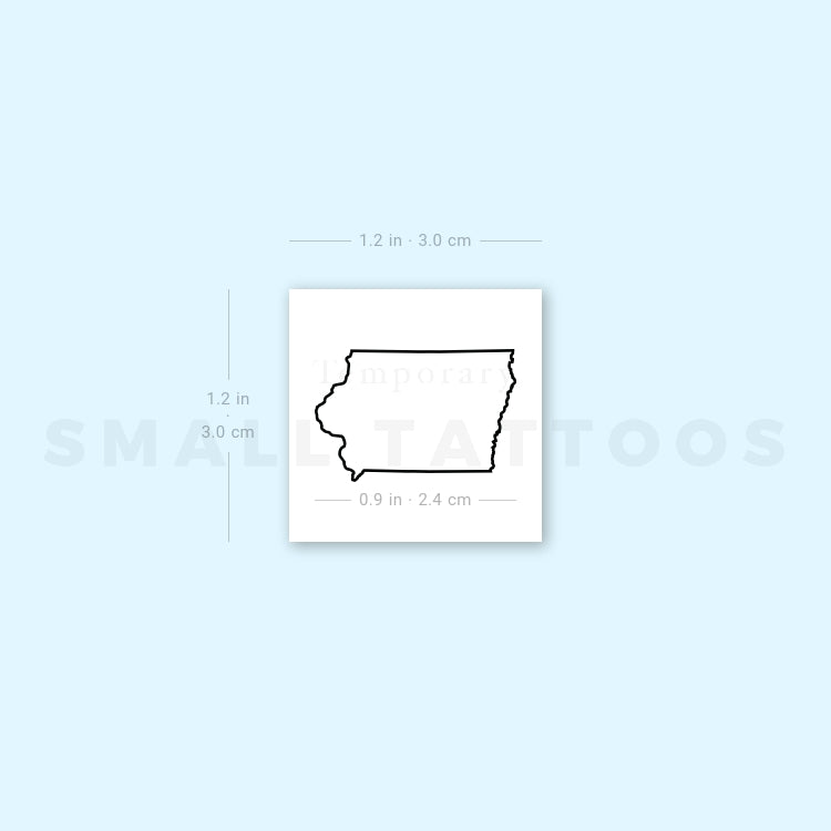 Iowa Map Outline Temporary Tattoo (Set of 3)