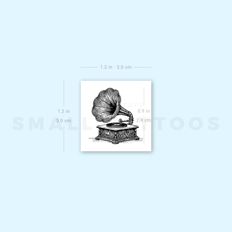 Vintage Gramophone Temporary Tattoo (Set of 3)
