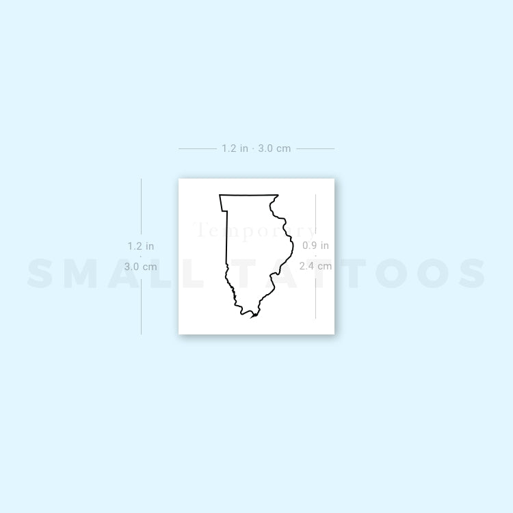 Tatuaje temporal del contorno del mapa de Illinois (juego de 3)