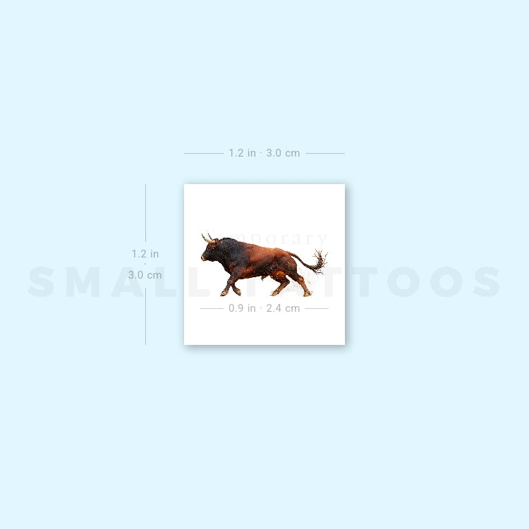 Little Spanish Fighting Bull Temporary Tattoo (Set of 3)