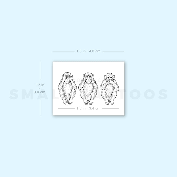 Three Wise Monkeys Temporary Tattoo (Set of 3)