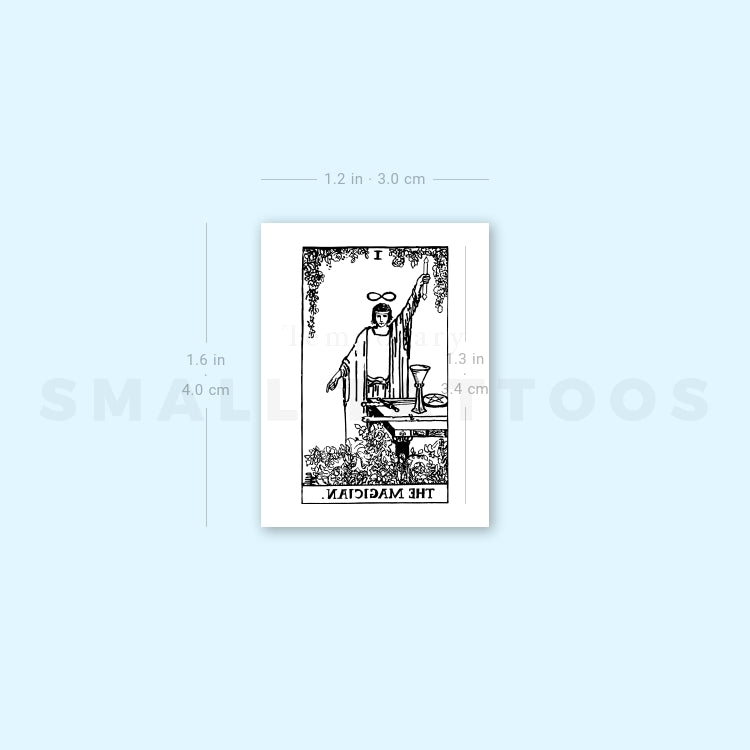 Tatuaje temporal pequeño de la carta del Tarot El Mago (juego de 3)