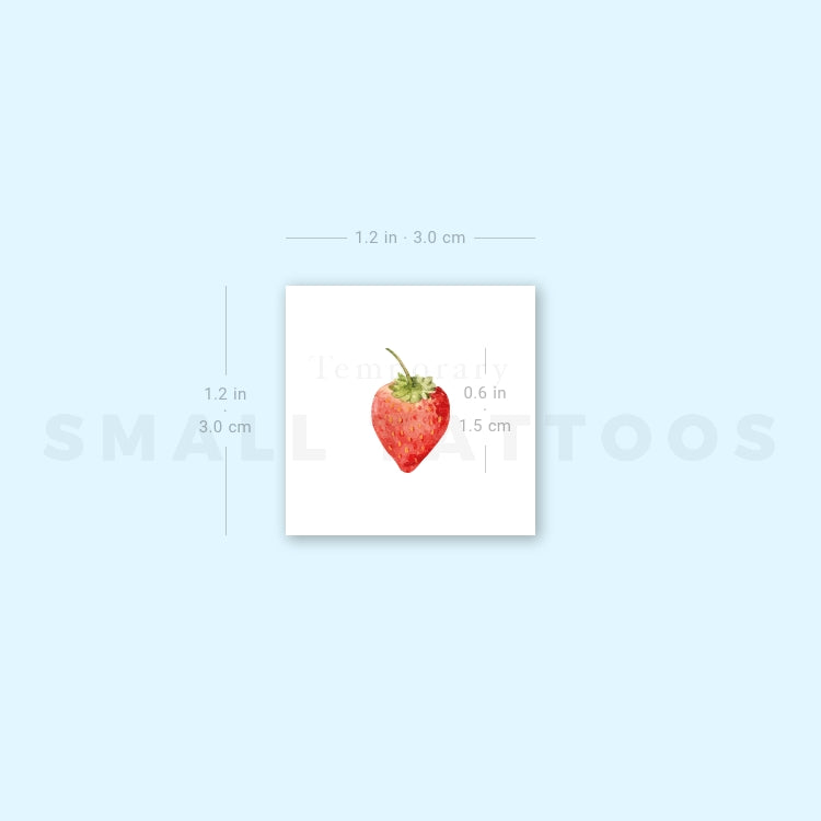 Watercolor Strawberry Temporary Tattoo (Set of 3)