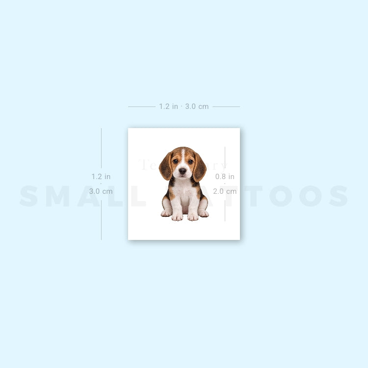 Seated Beagle Puppy Temporary Tattoo (Set of 3)