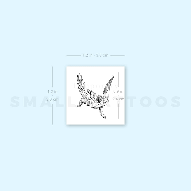 Tatuaje temporal pequeño de ángel caído (juego de 3)