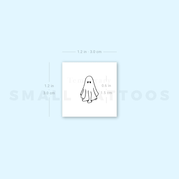 Small Fine Line Ghost Temporary Tattoo (Set of 3)