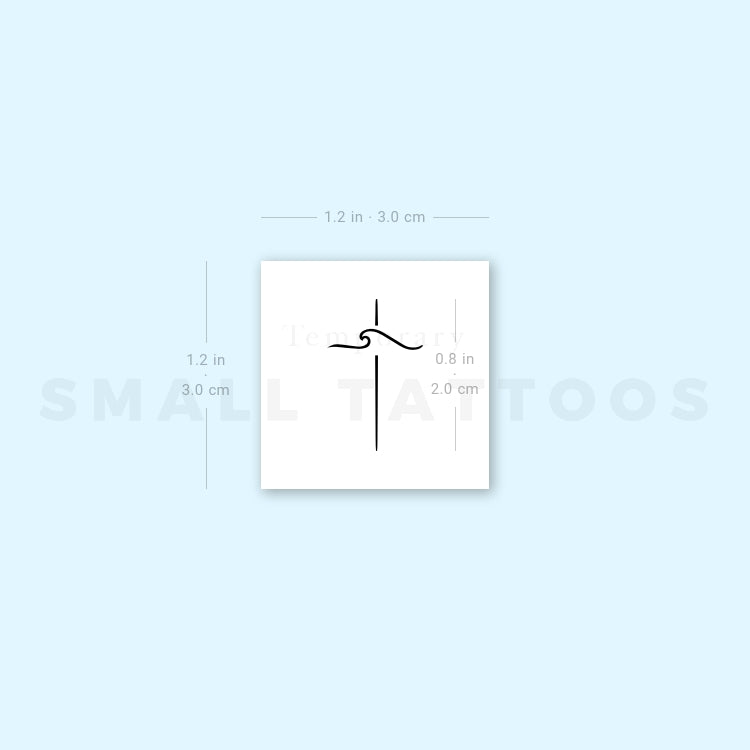 Tatuaje temporal de cruz de olas pequeñas (juego de 3)