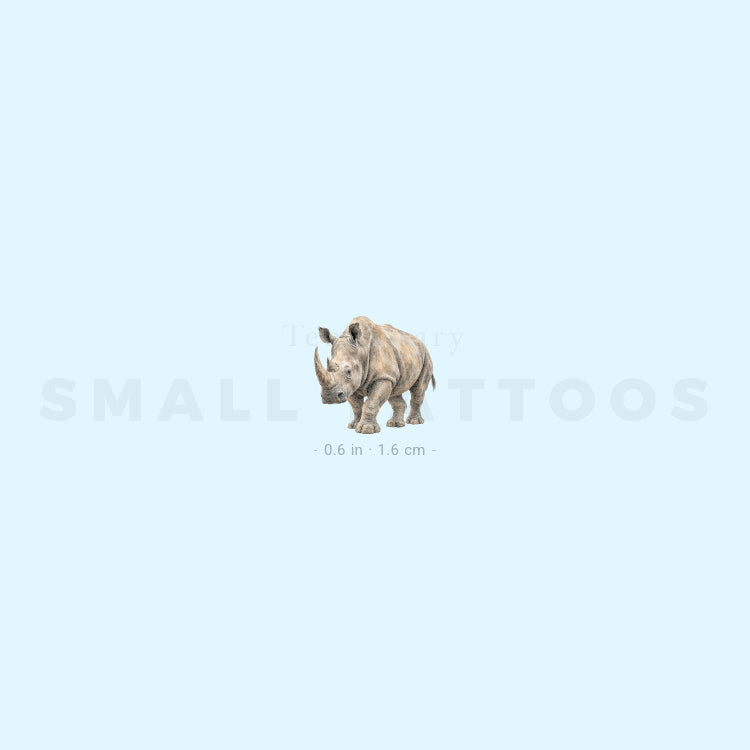 Little Watercolor Rhino Temporary Tattoo (Set of 3)