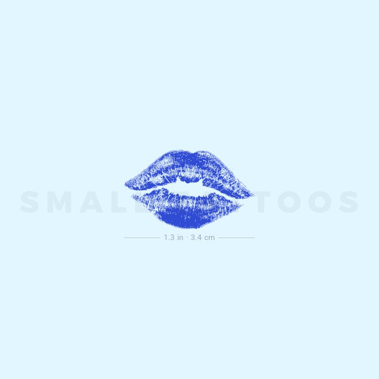 Tatuaje temporal de beso azul (juego de 3)