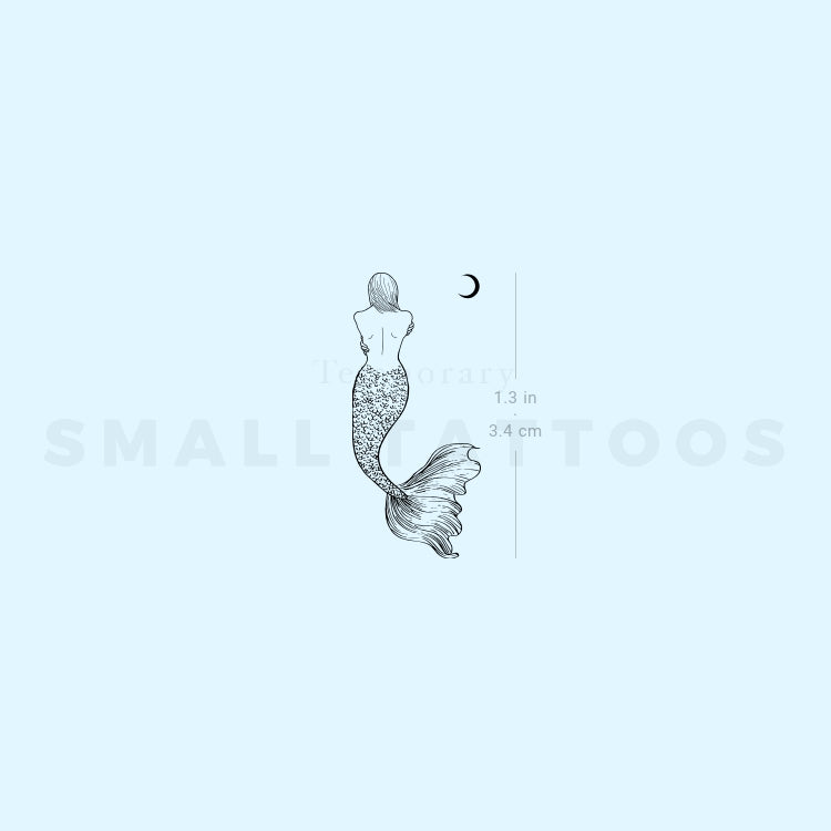 Tatuaje temporal de sirena y luna (juego de 3)