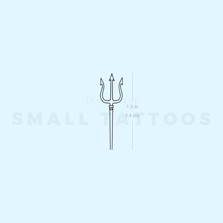 Fine Line Trident Of Poseidon Temporary Tattoo (Set of 3)