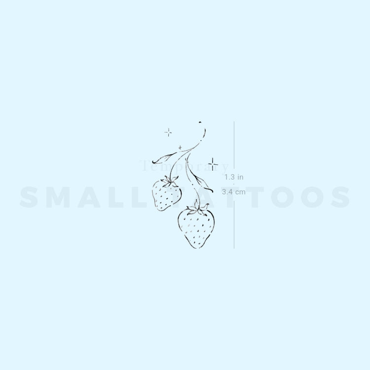 Strawberry Couple By Stefano Mazza Temporary Tattoo (Set of 3)