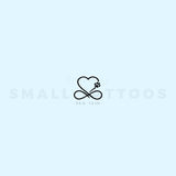 Dog Paw Print Infinity Heart Temporary Tattoo (Set of 3)