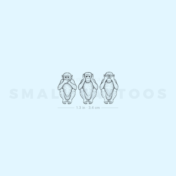 Three Wise Monkeys Temporary Tattoo (Set of 3)