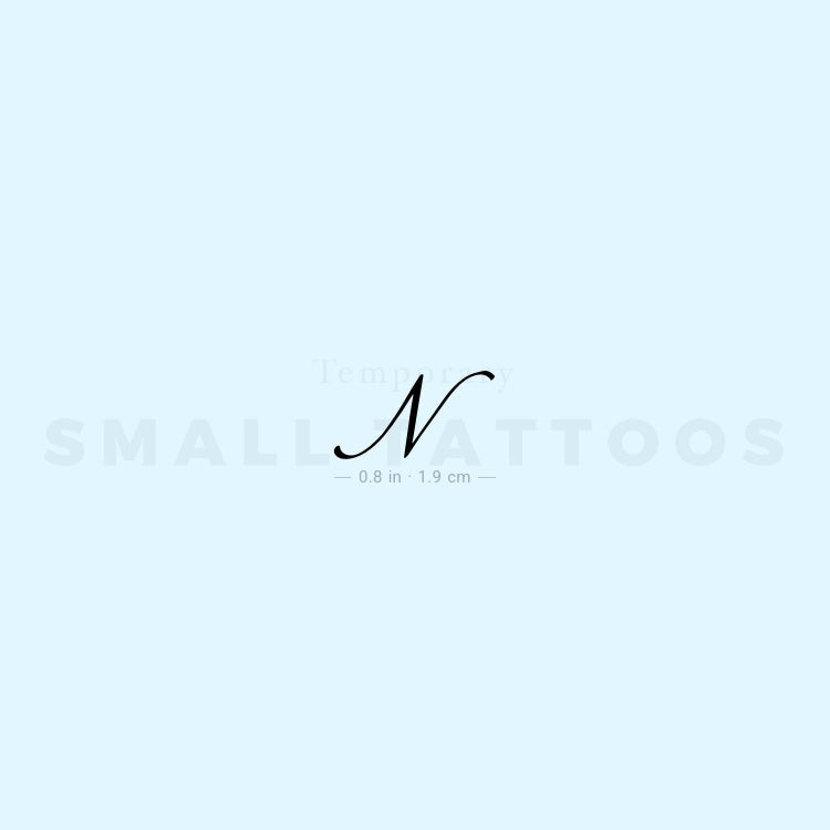 Letter N Script Temporary Tattoo (Set of 3)