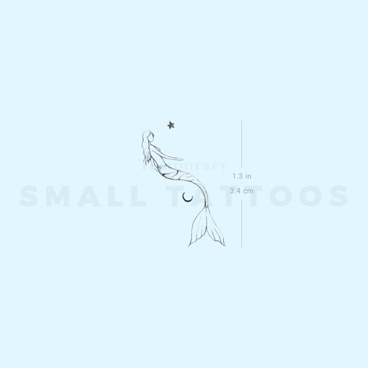 Star Moon Mermaid By Stefano Mazza Temporary Tattoo (Set of 3)