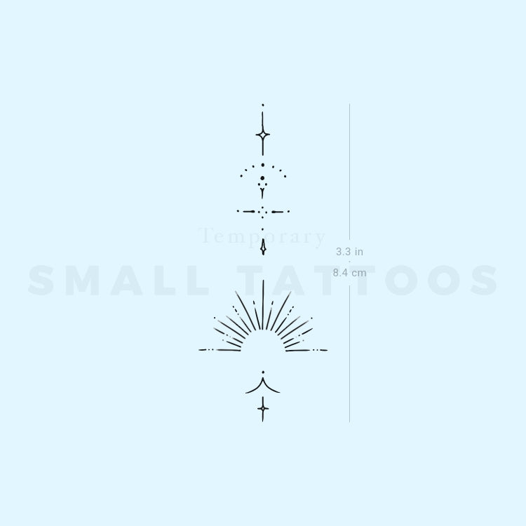 Vertical Ornament Temporary Tattoo By M3.Ink (Set of 3)