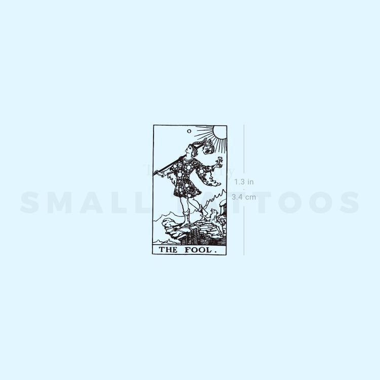 Tatuaje temporal pequeño de la carta del Tarot El Loco (juego de 3)
